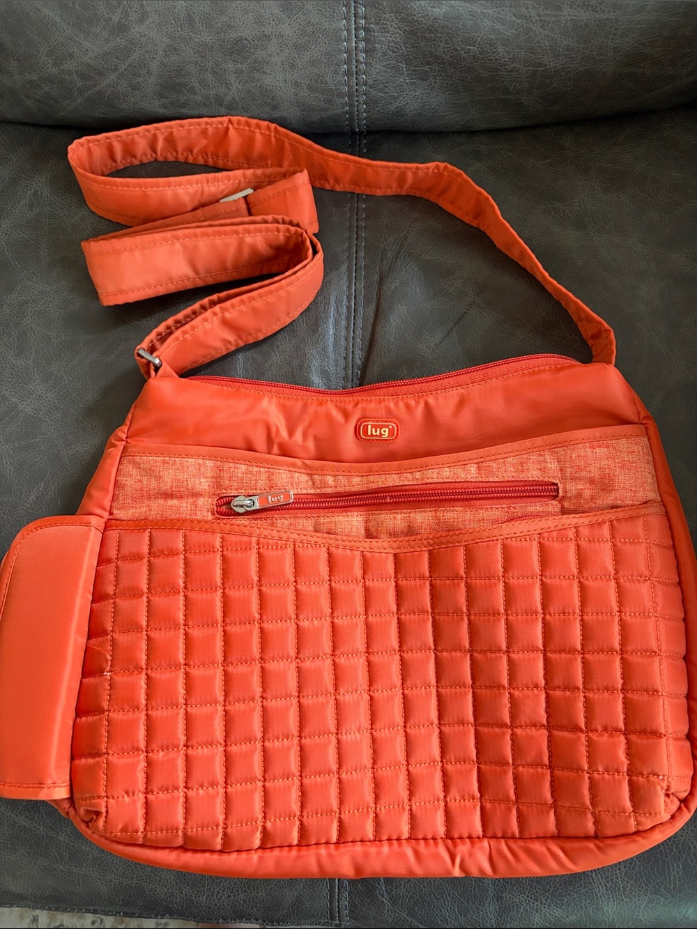 Lug Quilted Large Crossbody Bag in Autumn Orange